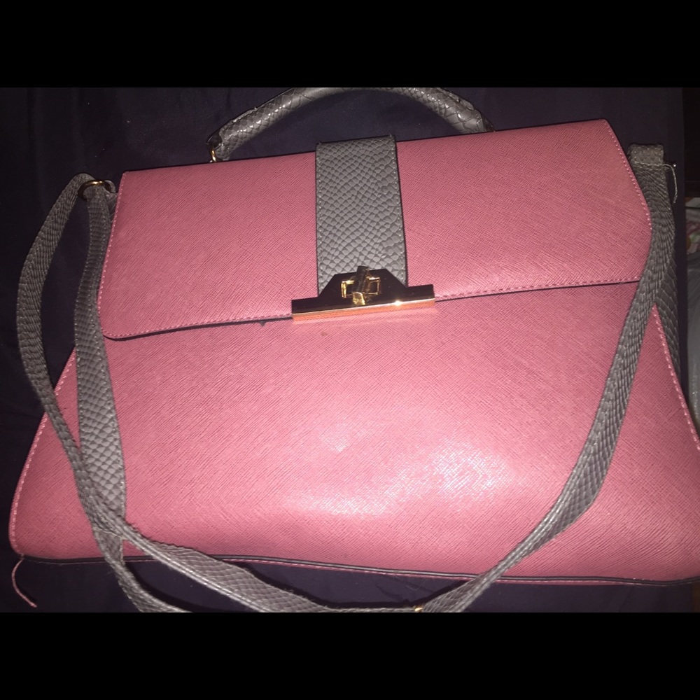 Super cute shoulder bag burgundy and grey